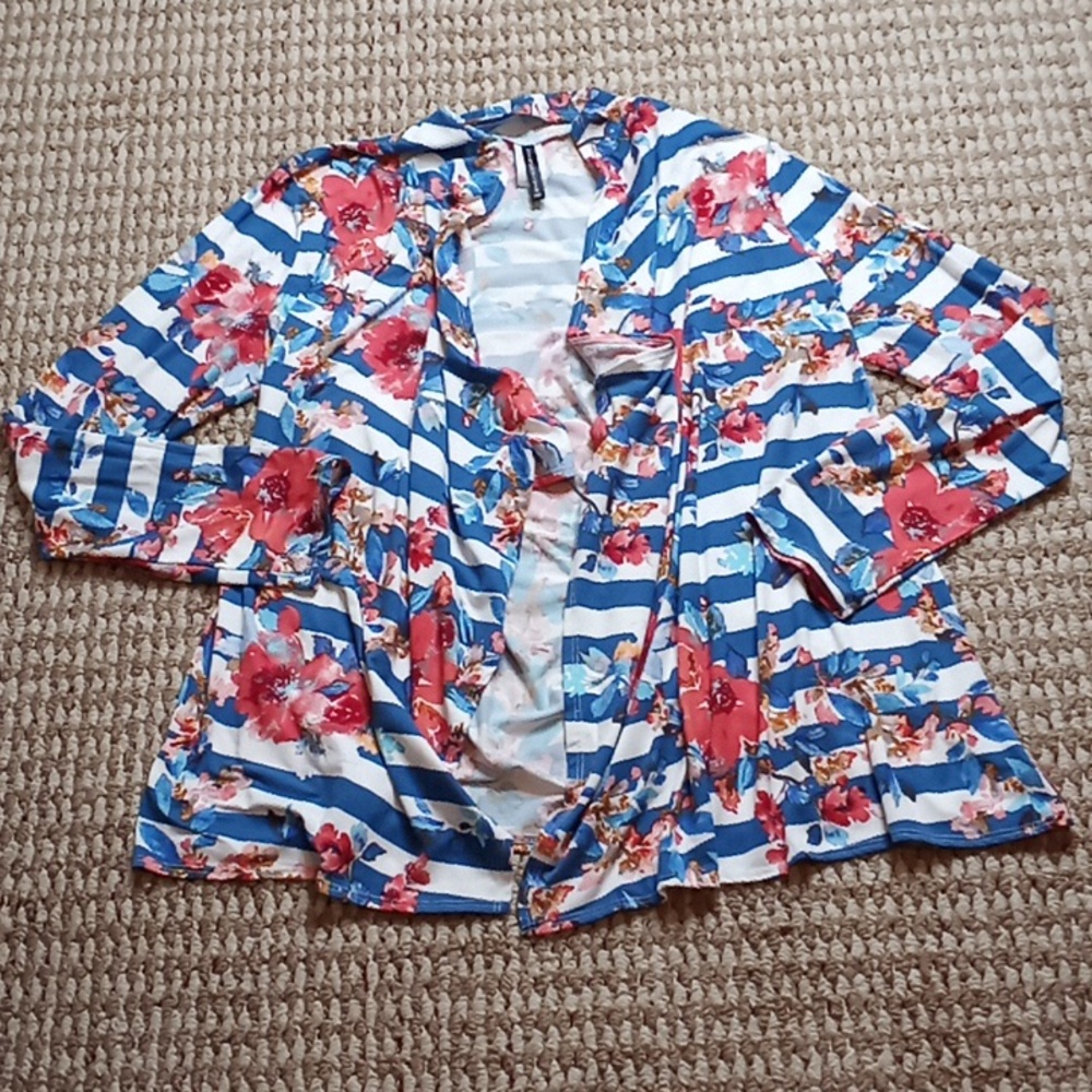 Rags and Couture Cardigan Blouse Shirt 2XL Plus Size Floral Wrap Sweater Top